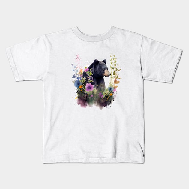 Black Bear Kids T-Shirt by Mixtgifts